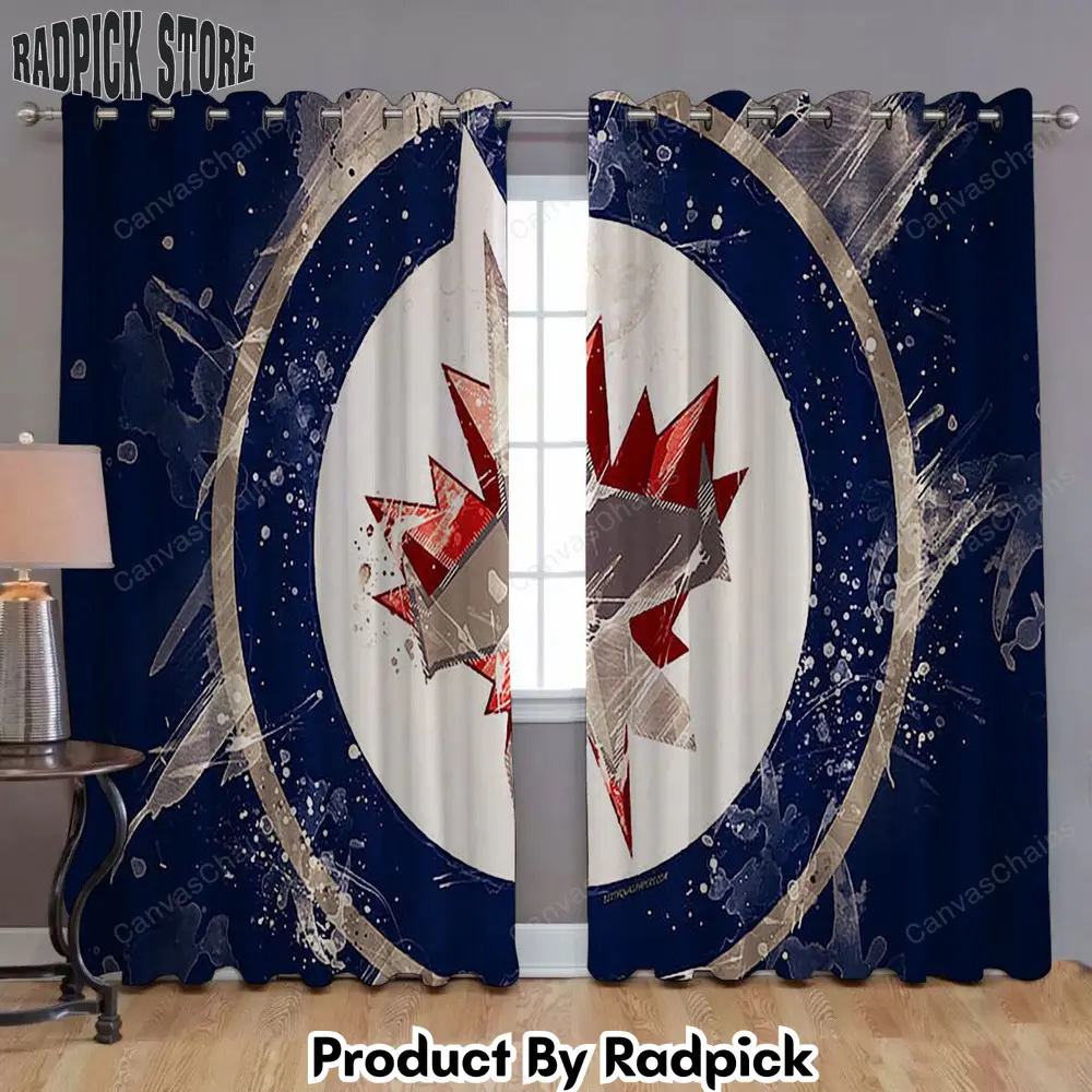 Radpick winnipeg jets grunge window curtains canadian hockey club dark blue curtains living room curtains for window rp85238